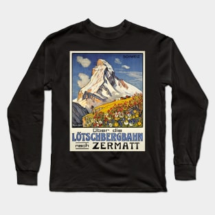 Vintage Zermatt Travel Poster Long Sleeve T-Shirt